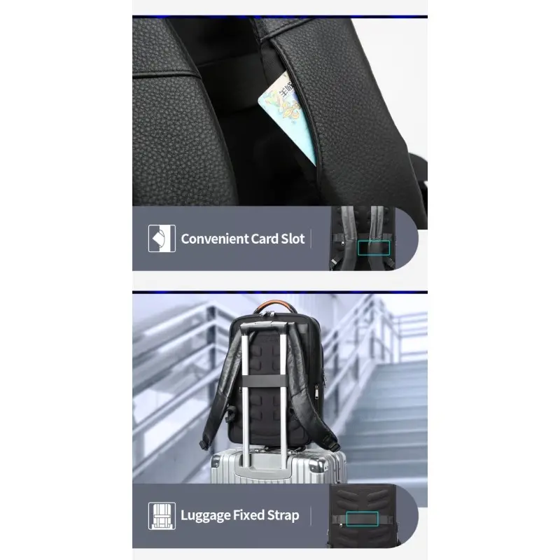 Δερμάτινο Σακίδιο πλάτης Αντικλεπτικό 24L Laptop 15,6” Bopai 61-121561 μαύρο Δερμάτινο Σακίδιο πλάτης Αντικλεπτικό 24L Laptop 15,6” Bopai 61-121561 μαύρο