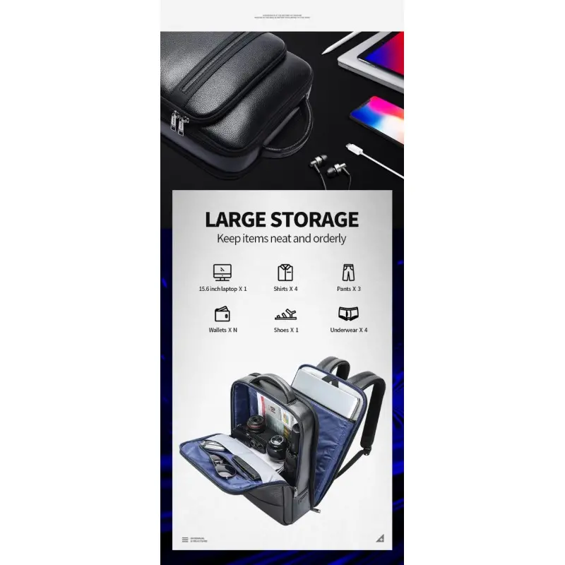 Δερμάτινο Σακίδιο πλάτης Αντικλεπτικό 24L Laptop 15,6” Bopai 61-121561 μαύρο Δερμάτινο Σακίδιο πλάτης Αντικλεπτικό 24L Laptop 15,6” Bopai 61-121561 μαύρο