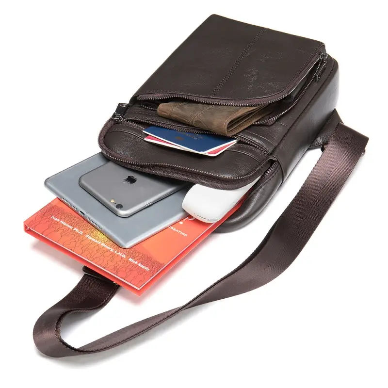 Δερμάτινο τσαντάκι crossbody Cardinal 8696 καφέ Δερμάτινο τσαντάκι crossbody Cardinal 8696 καφέ