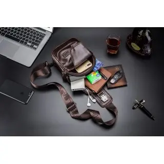 Δερμάτινο τσαντάκι body Bull Captain XB 095 σκούρο καφέ Δερμάτινο τσαντάκι body Bull Captain XB 095 σκούρο καφέ