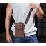 Δερμάτινο τσαντάκι ώμου Bull Captain  YB 076 σκούρο καφέ