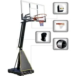 Amila Μπασκέτα Deluxe με Βάση 230-307cm Tempered Glass 8mm - 49220 - Σε 12 Άτοκες Δόσεις