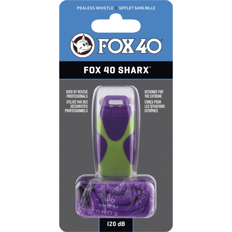 Fox Σφυρίχτρα  Sharx Safety Μωβ-Πράσινη με Κορδόνι - 87032808