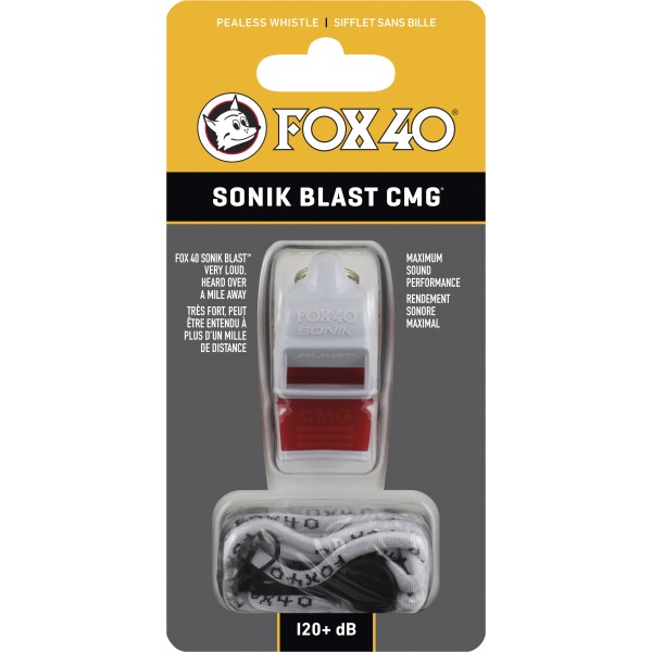 Fox Σφυρίχτρα  Sonic Blast CMG Safety Λευκή-Κόκκινη με Κορδόνι - 92033008