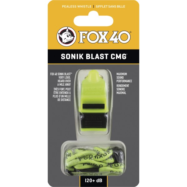 Fox Σφυρίχτρα  Sonic Blast CMG Safety Νέον-Μαύρη με Κορδόνι - 92033608