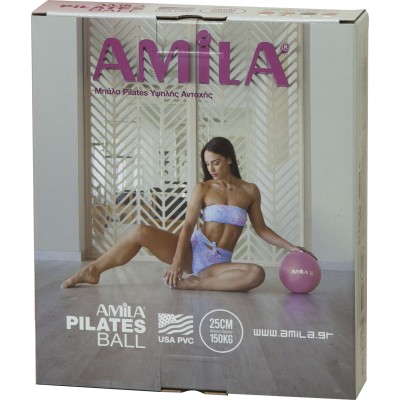 Amila Μπάλα Pilates 25cm. Μαύρη. σε κουτί - 95816